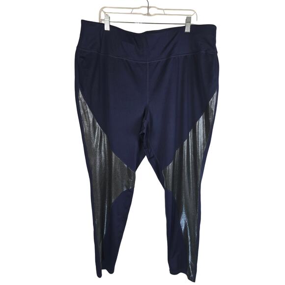 Livi Active By Lane Bryant Nacy Blue Silver Strip Athletic Leggings 22/24 - Picture 1 of 5